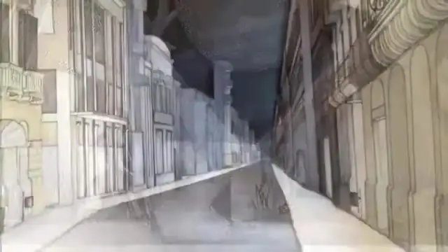 Prospettiva di una via disegnata