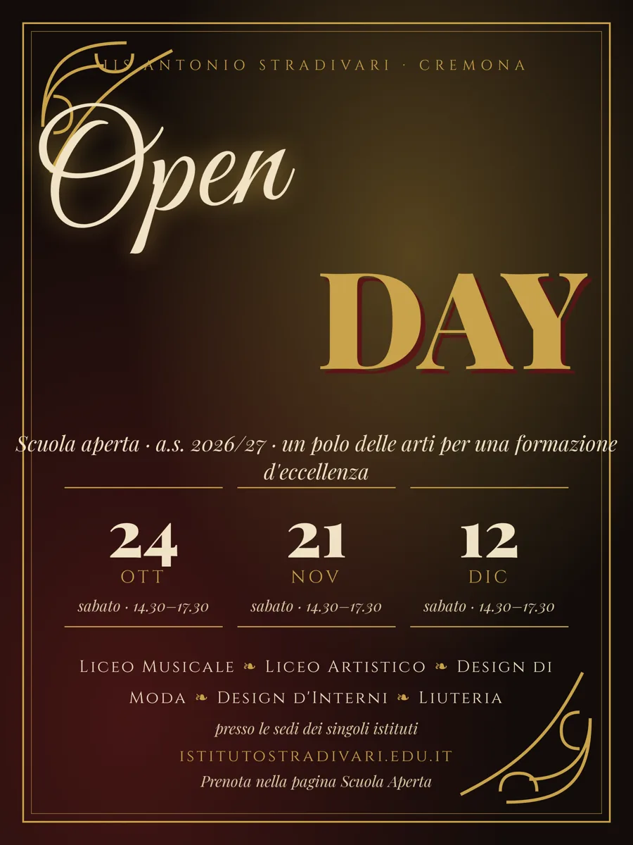 Poster Open Day 2026 in stile Barocco