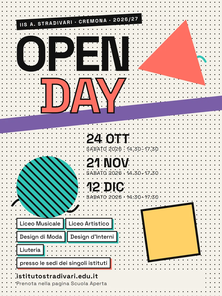 Poster Open Day 2026 in stile Postmodernismo